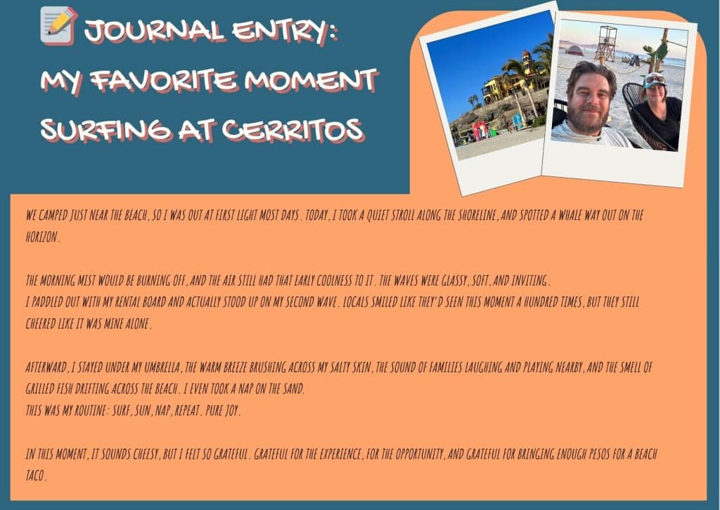 Surfing in Cerritos Mexico Journal Entry